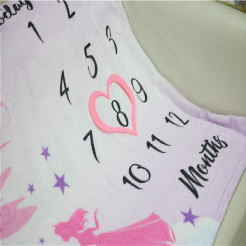 Premium Silky Soft Blanket Monthly Milestone Blanket Large 150 x 100 cm Princess Design